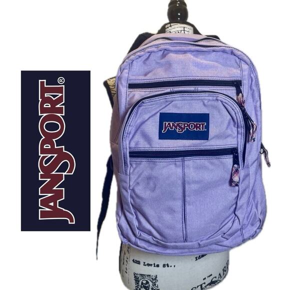 JANSPORT BACKPACK LAPTOP COMPUTER PASTEL LILAC POCKETS SCHOOL COLLEGE VERSATILE - Picture 1 of 16